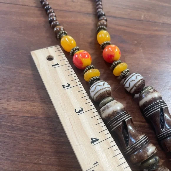 Vintage Sun Like Amazigh Amber & Bone Chunky Necklace - Picture 14 of 14